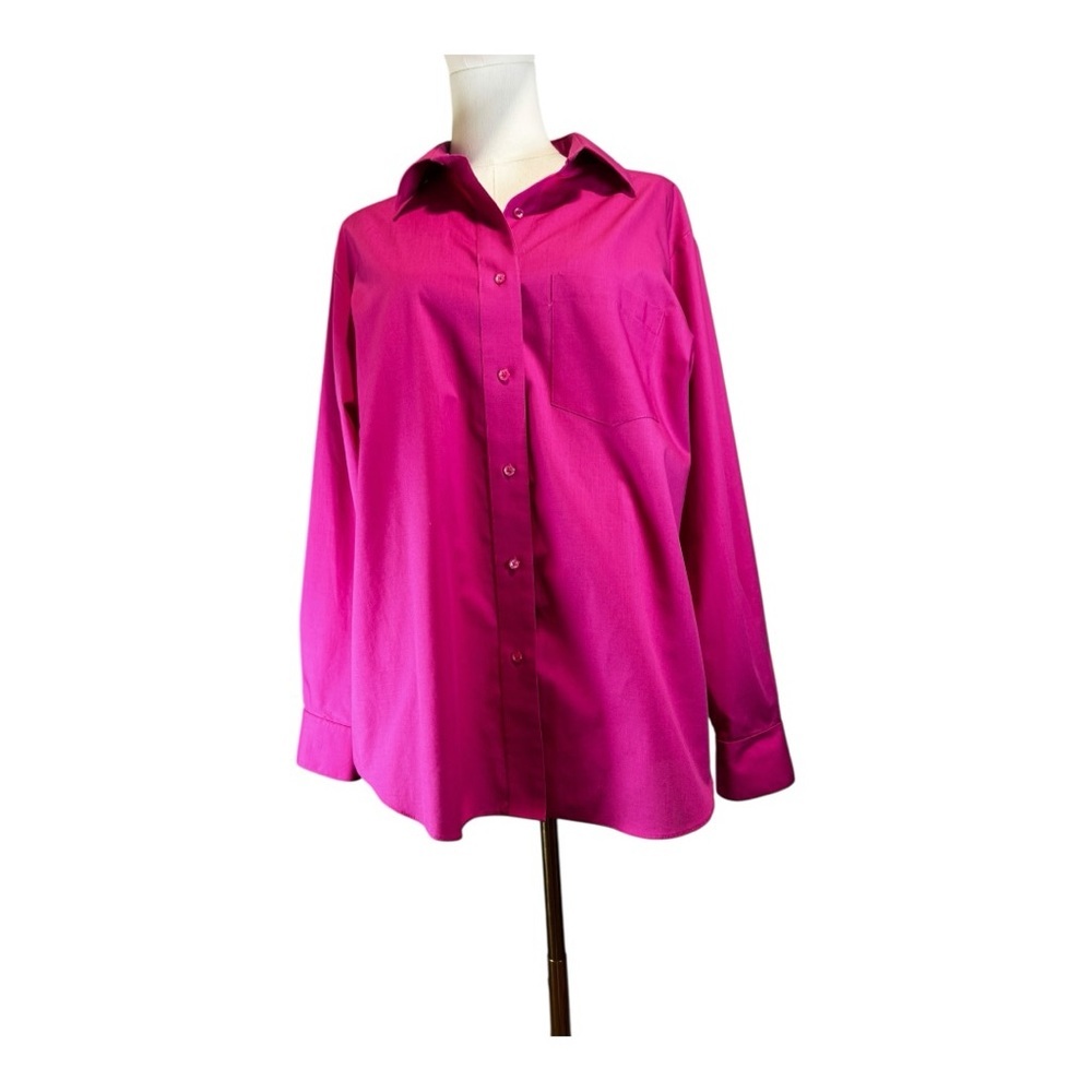 Foxcroft Wrinkle-Free Button Down Shirt - Vibrant Magenta Pink - Size 12